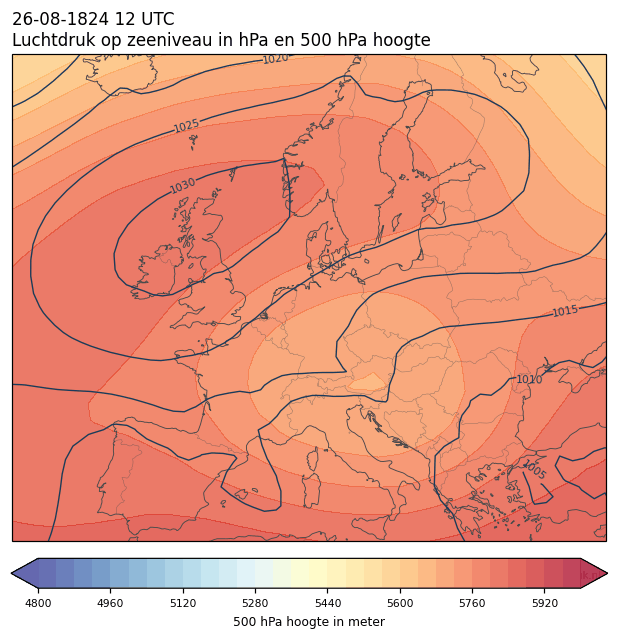 Weerkaart van 26 augustus 1824 om 12 UTC