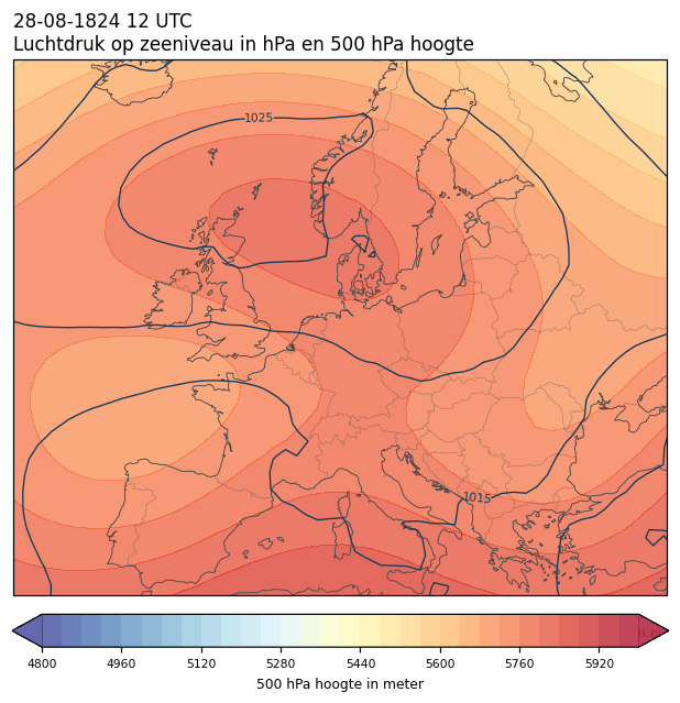 Weerkaart van 28 augustus 1824 om 12 UTC