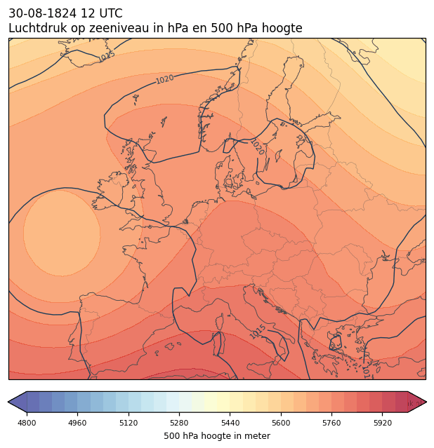 Weerkaart van 30 augustus 1824 om 12 UTC