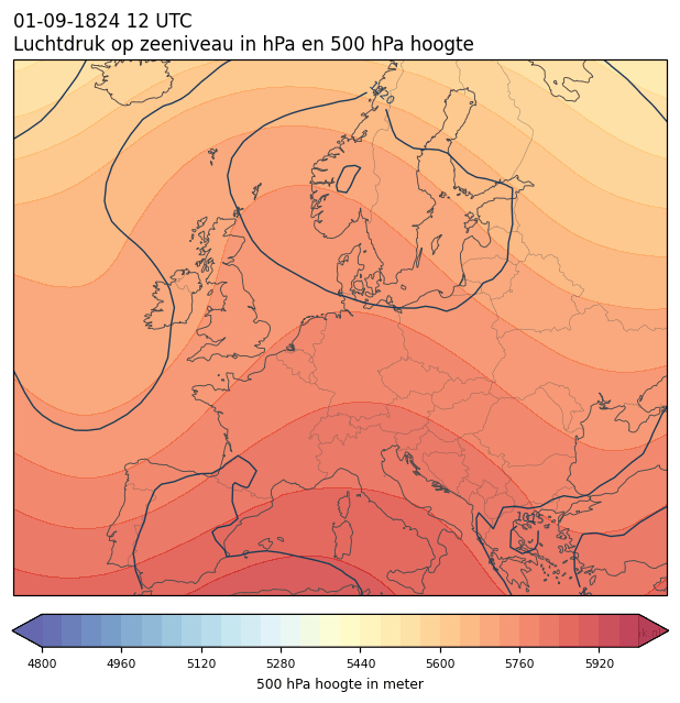 Weerkaart van 1 september 1824 om 12 UTC