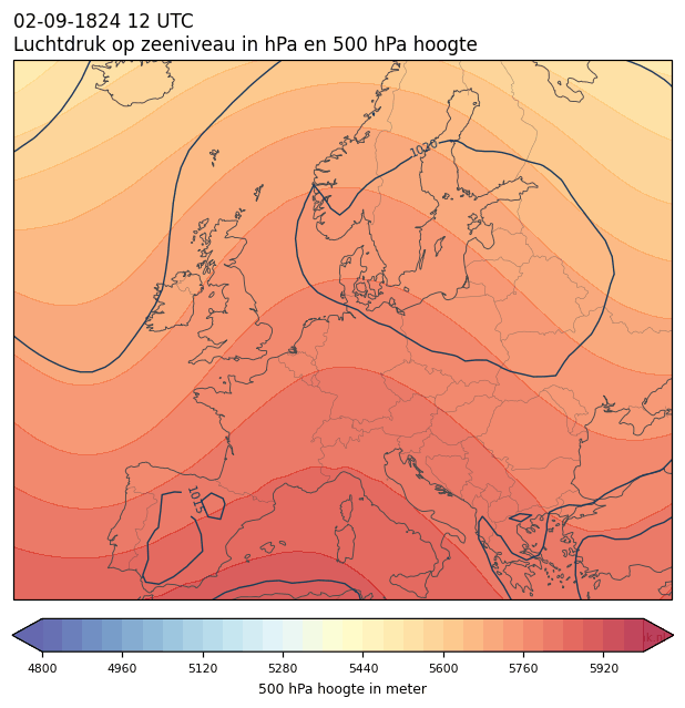 Weerkaart van 2 september 1824 om 12 UTC