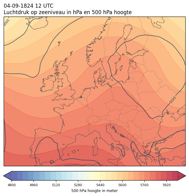 Weerkaart van 4 september 1824 om 12 UTC