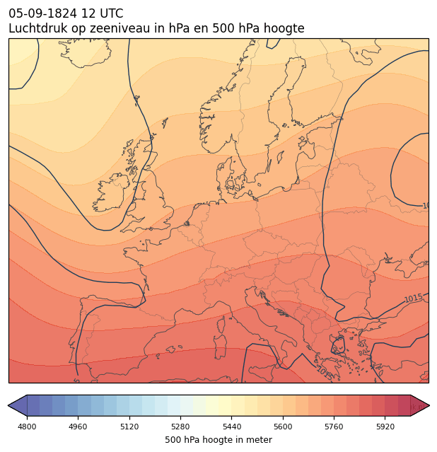 Weerkaart van 5 september 1824 om 12 UTC