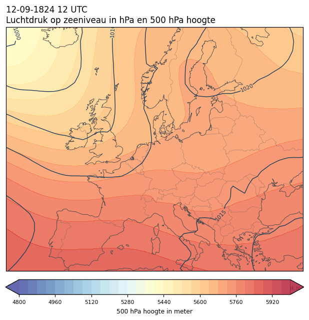 Weerkaart van 12 september 1824 om 12 UTC