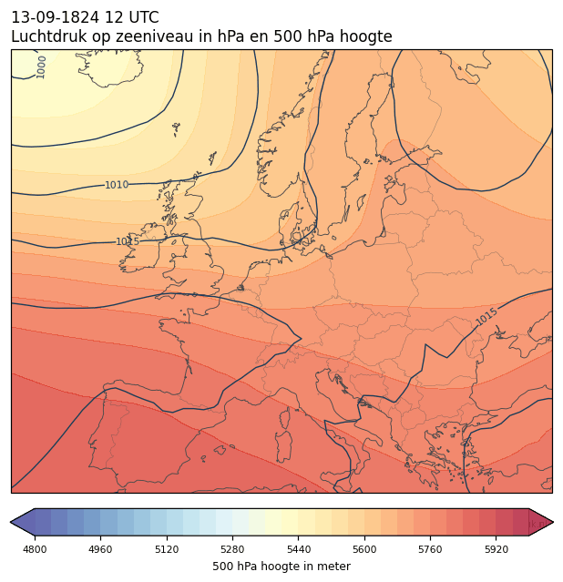 Weerkaart van 13 september 1824 om 12 UTC