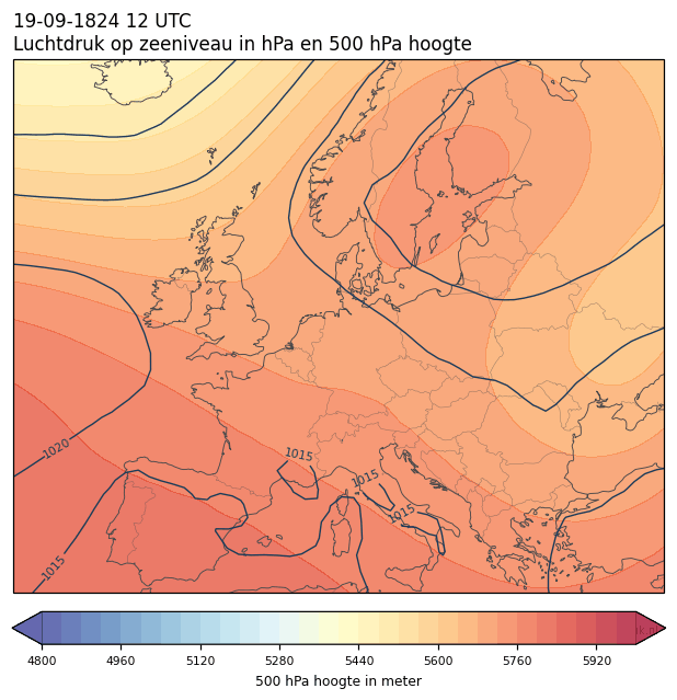 Weerkaart van 19 september 1824 om 12 UTC