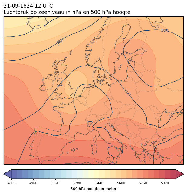 Weerkaart van 21 september 1824 om 12 UTC