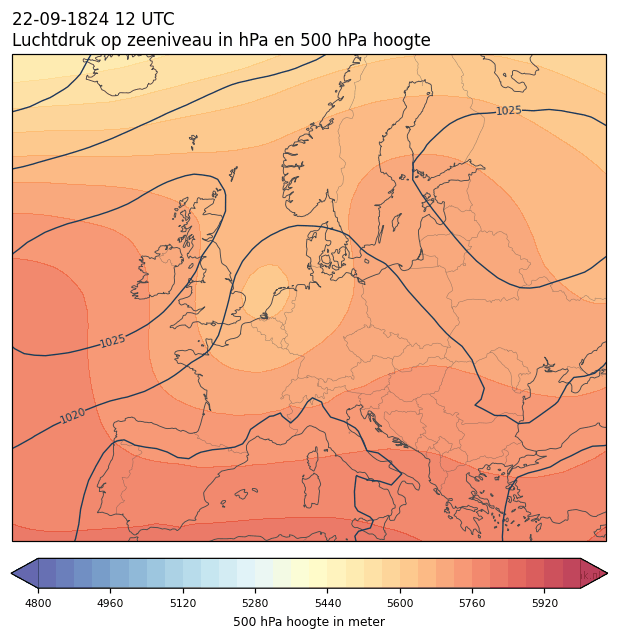 Weerkaart van 22 september 1824 om 12 UTC