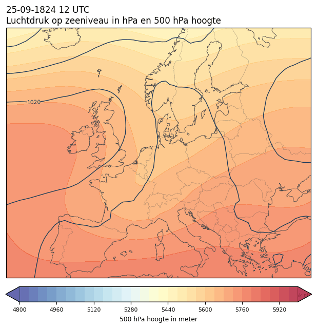 Weerkaart van 25 september 1824 om 12 UTC