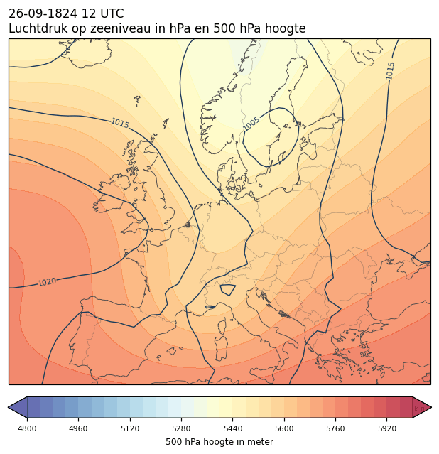 Weerkaart van 26 september 1824 om 12 UTC