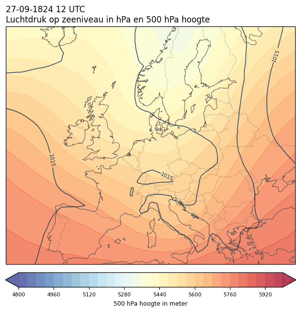 Weerkaart van 27 september 1824 om 12 UTC