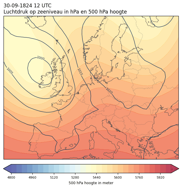 Weerkaart van 30 september 1824 om 12 UTC