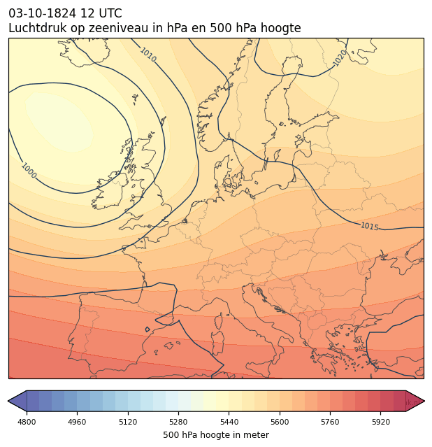 Weerkaart van 3 oktober 1824 om 12 UTC
