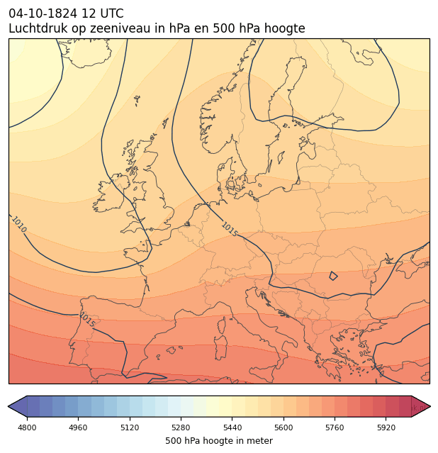Weerkaart van 4 oktober 1824 om 12 UTC
