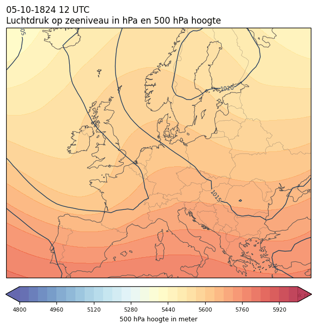 Weerkaart van 5 oktober 1824 om 12 UTC