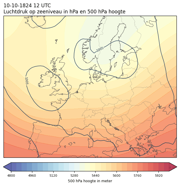 Weerkaart van 10 oktober 1824 om 12 UTC