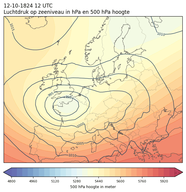 Weerkaart van 12 oktober 1824 om 12 UTC