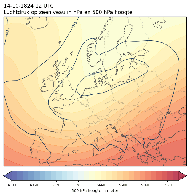 Weerkaart van 14 oktober 1824 om 12 UTC