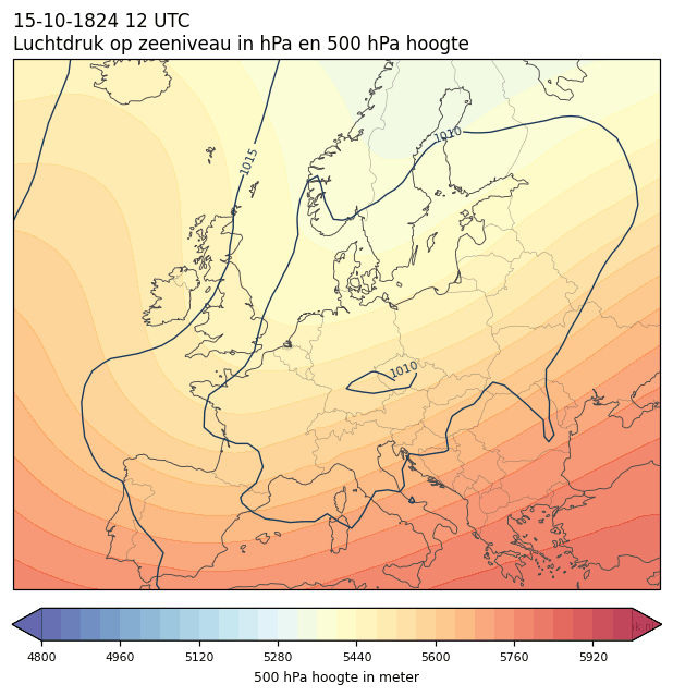Weerkaart van 15 oktober 1824 om 12 UTC