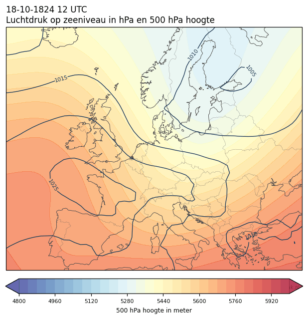 Weerkaart van 18 oktober 1824 om 12 UTC