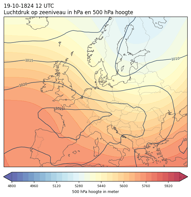Weerkaart van 19 oktober 1824 om 12 UTC