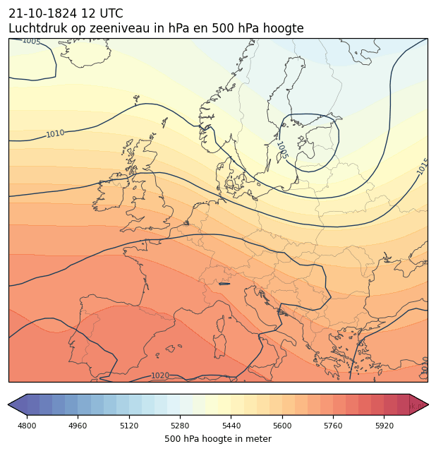 Weerkaart van 21 oktober 1824 om 12 UTC