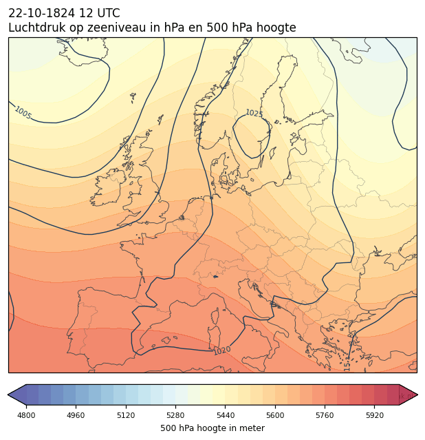 Weerkaart van 22 oktober 1824 om 12 UTC