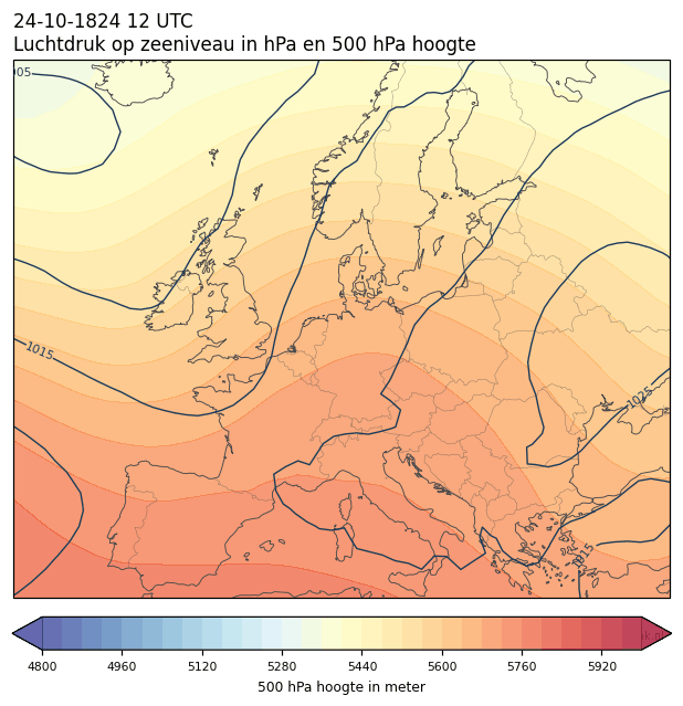 Weerkaart van 24 oktober 1824 om 12 UTC