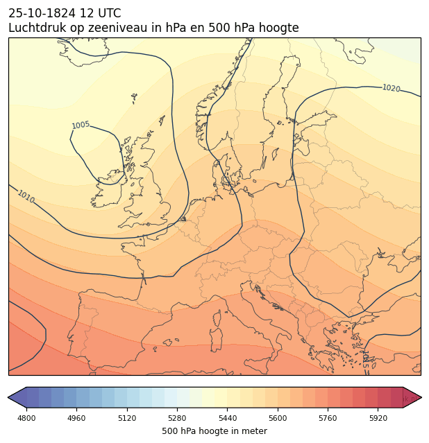 Weerkaart van 25 oktober 1824 om 12 UTC