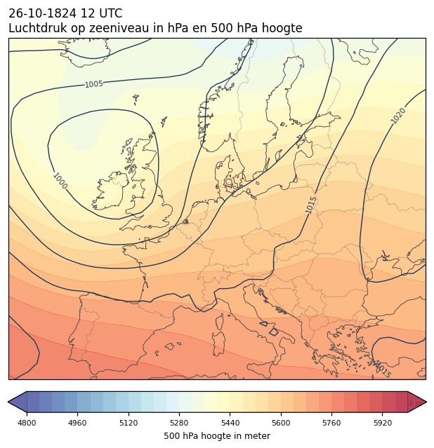 Weerkaart van 26 oktober 1824 om 12 UTC