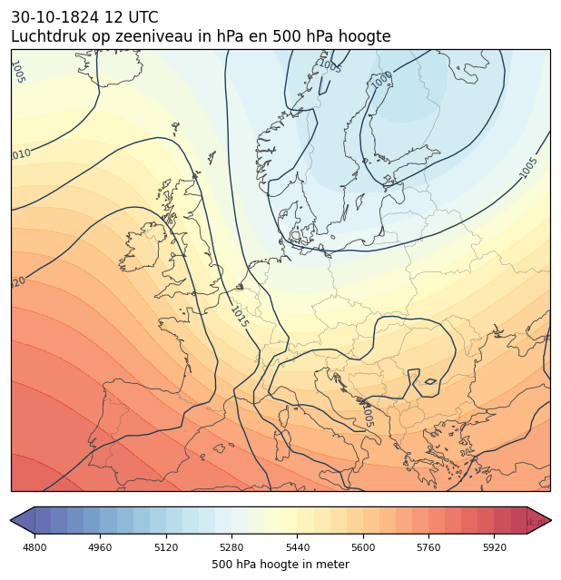 Weerkaart van 30 oktober 1824 om 12 UTC