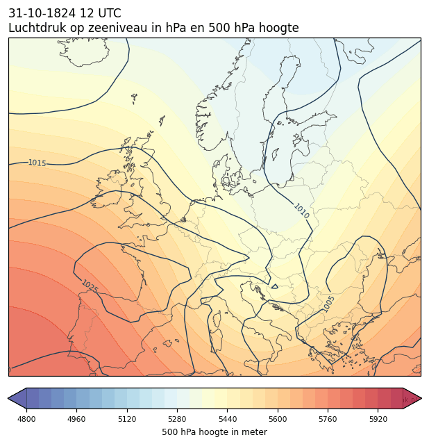 Weerkaart van 31 oktober 1824 om 12 UTC