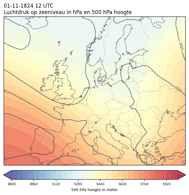 Weerkaart van 1 november 1824 om 12 UTC