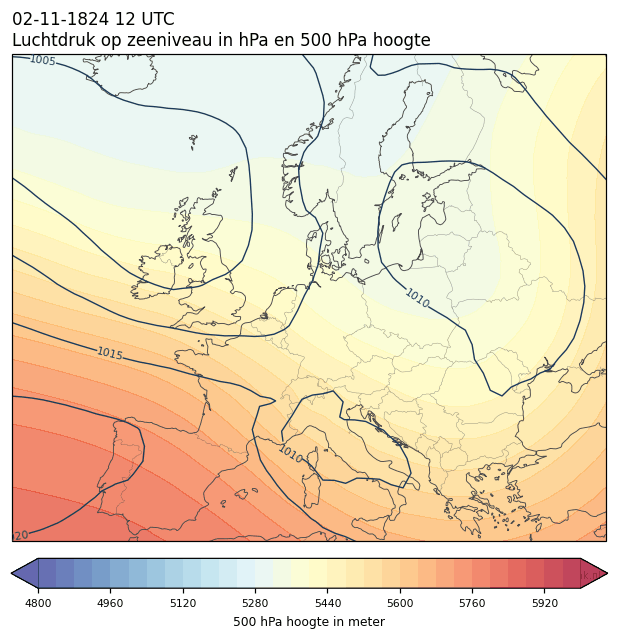 Weerkaart van 2 november 1824 om 12 UTC