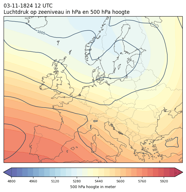 Weerkaart van 3 november 1824 om 12 UTC