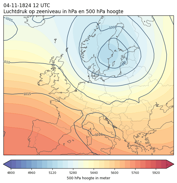 Weerkaart van 4 november 1824 om 12 UTC