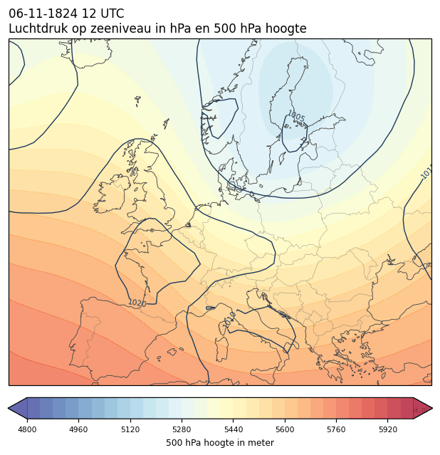 Weerkaart van 6 november 1824 om 12 UTC