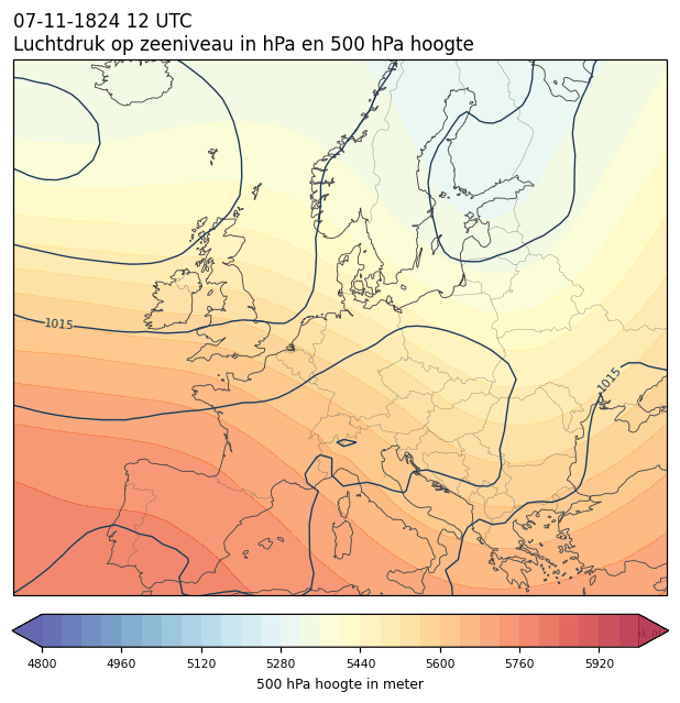 Weerkaart van 7 november 1824 om 12 UTC