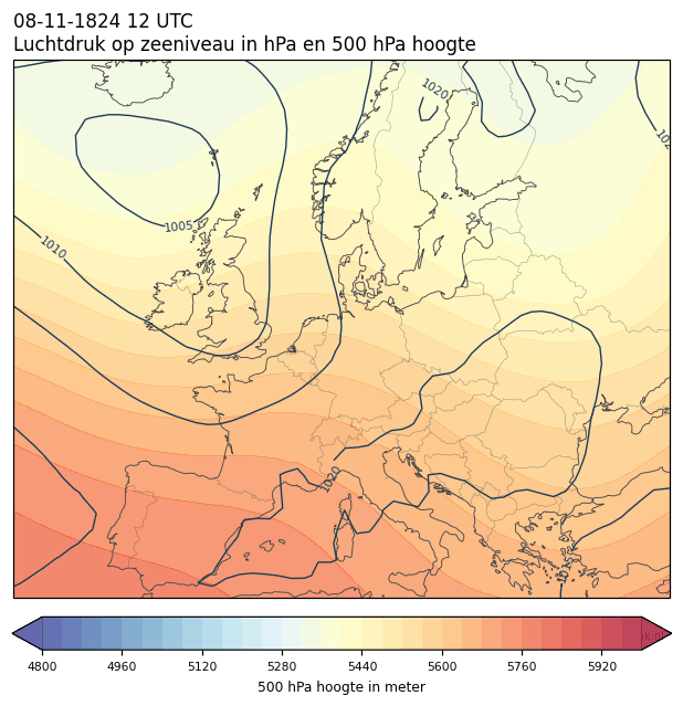 Weerkaart van 8 november 1824 om 12 UTC