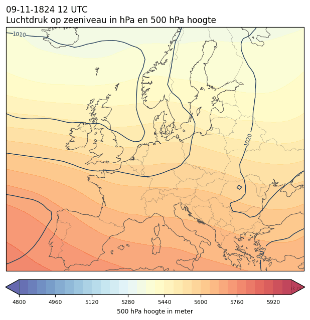 Weerkaart van 9 november 1824 om 12 UTC