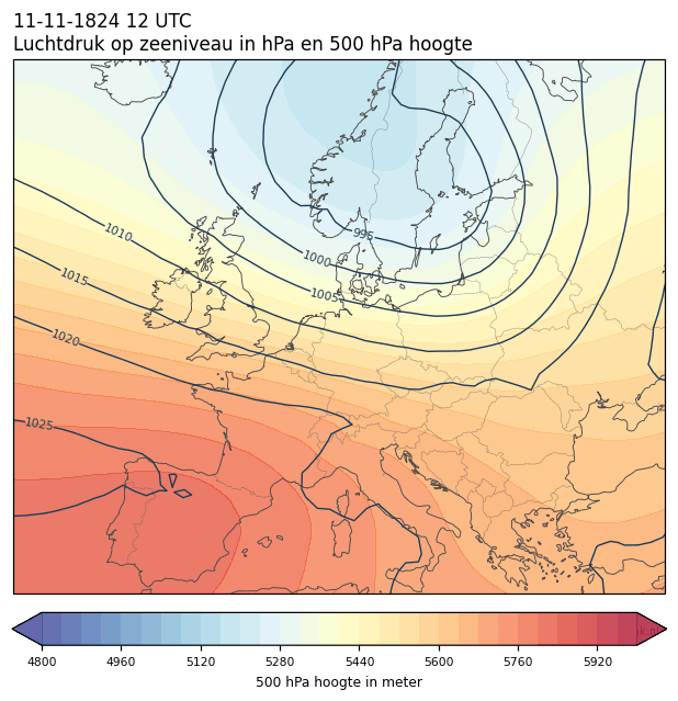 Weerkaart van 11 november 1824 om 12 UTC