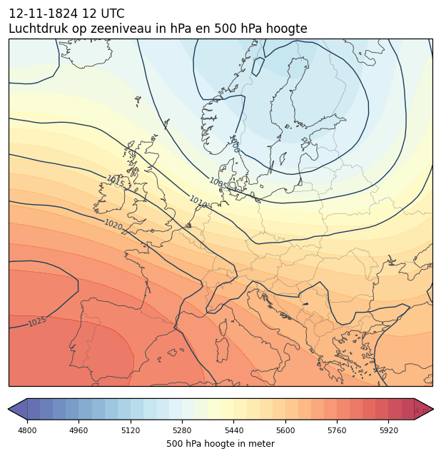 Weerkaart van 12 november 1824 om 12 UTC