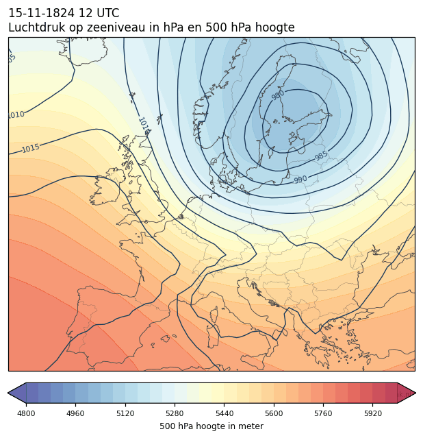 Weerkaart van 15 november 1824 om 12 UTC