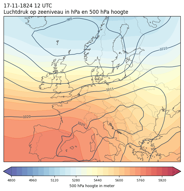 Weerkaart van 17 november 1824 om 12 UTC