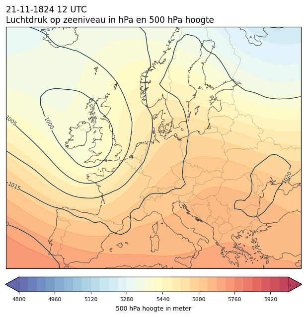 Weerkaart van 21 november 1824 om 12 UTC