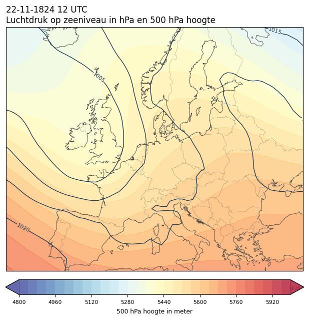 Weerkaart van 22 november 1824 om 12 UTC