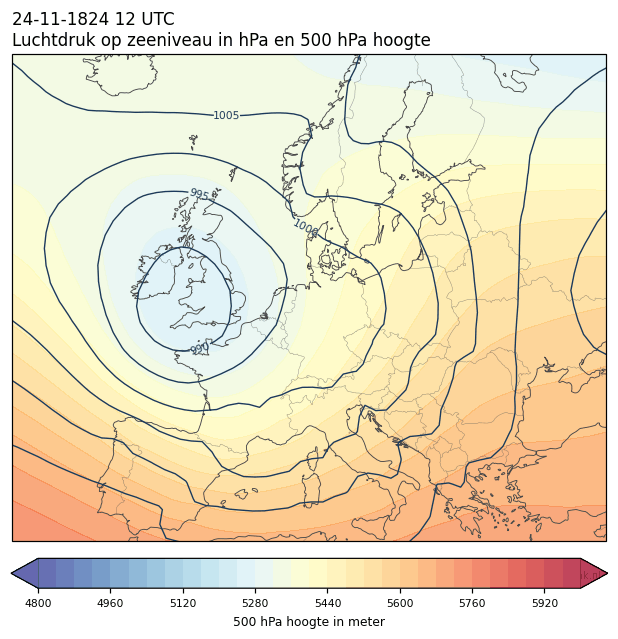 Weerkaart van 24 november 1824 om 12 UTC
