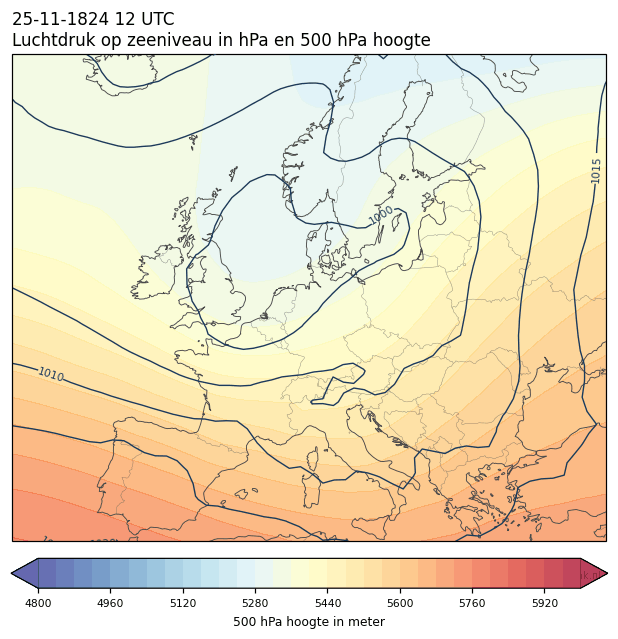 Weerkaart van 25 november 1824 om 12 UTC