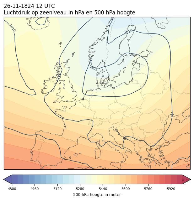 Weerkaart van 26 november 1824 om 12 UTC