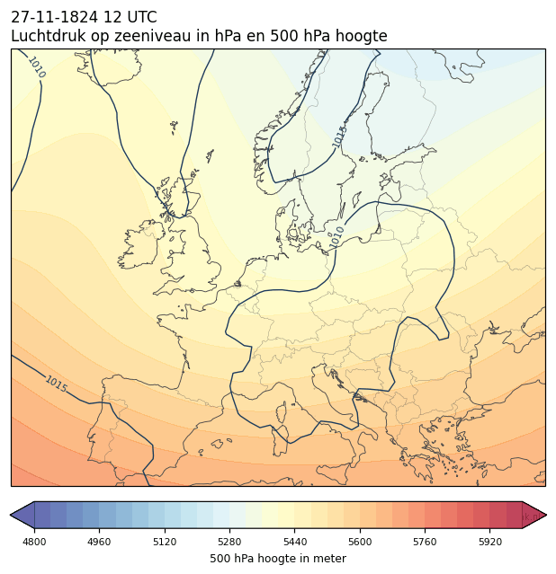 Weerkaart van 27 november 1824 om 12 UTC